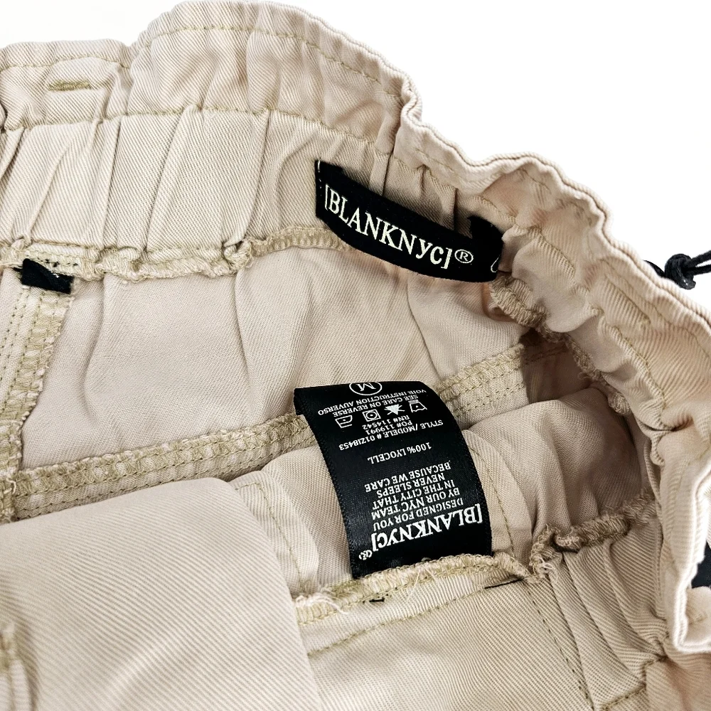 High Rise Paperbag Waist Cargo Shorts Pleated Khaki Lyocell Utility NWT M
